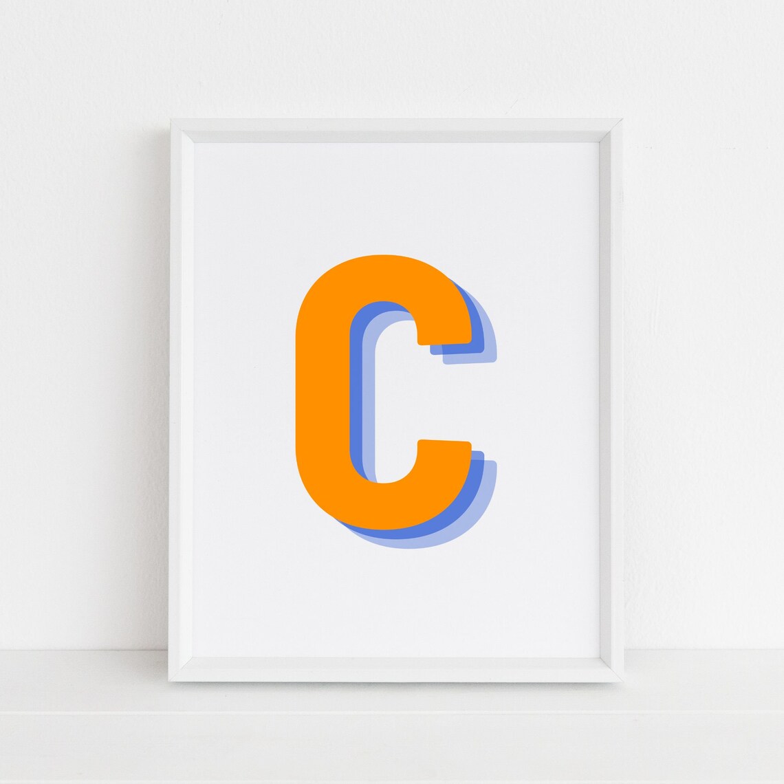 Retro 3D Letter C, Monogram Initial Poster