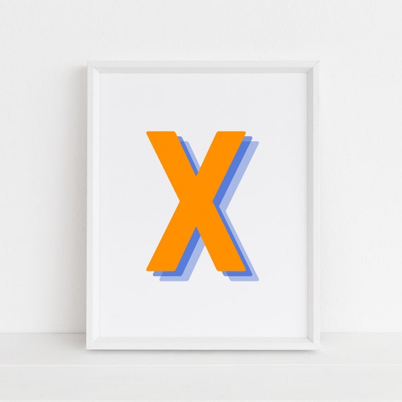 Retro 3D Letter X Monogram, Baby Letter Art