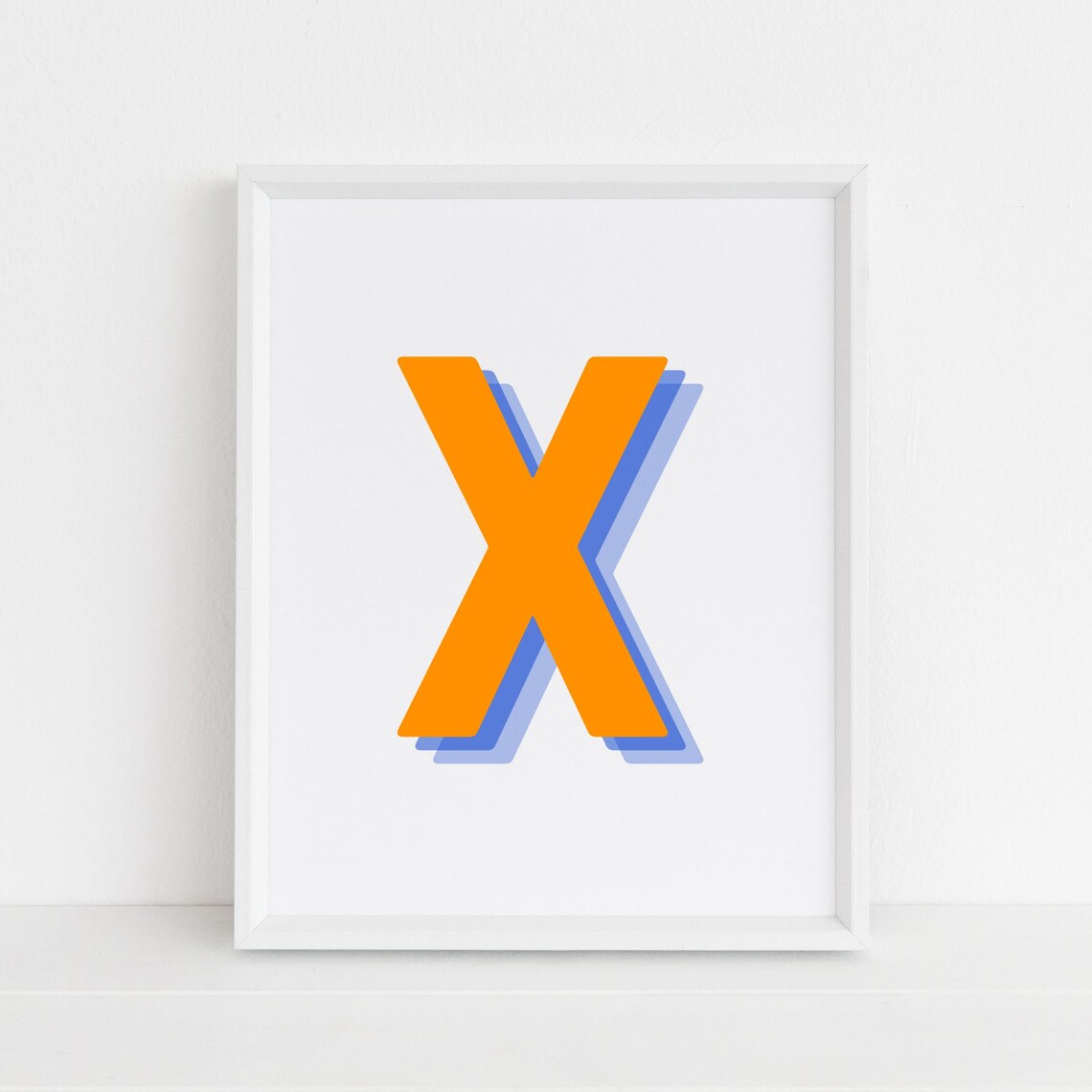 Retro 3D Letter X Monogram, Baby Letter Art