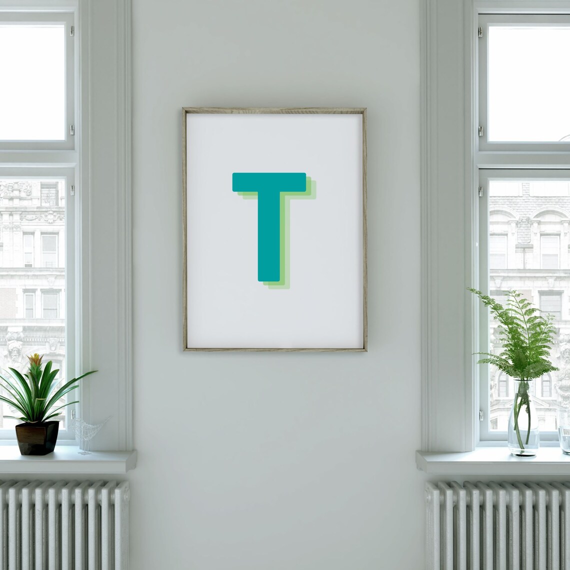 Retro 3D Letter T Monogram, Initial Poster - Image 2
