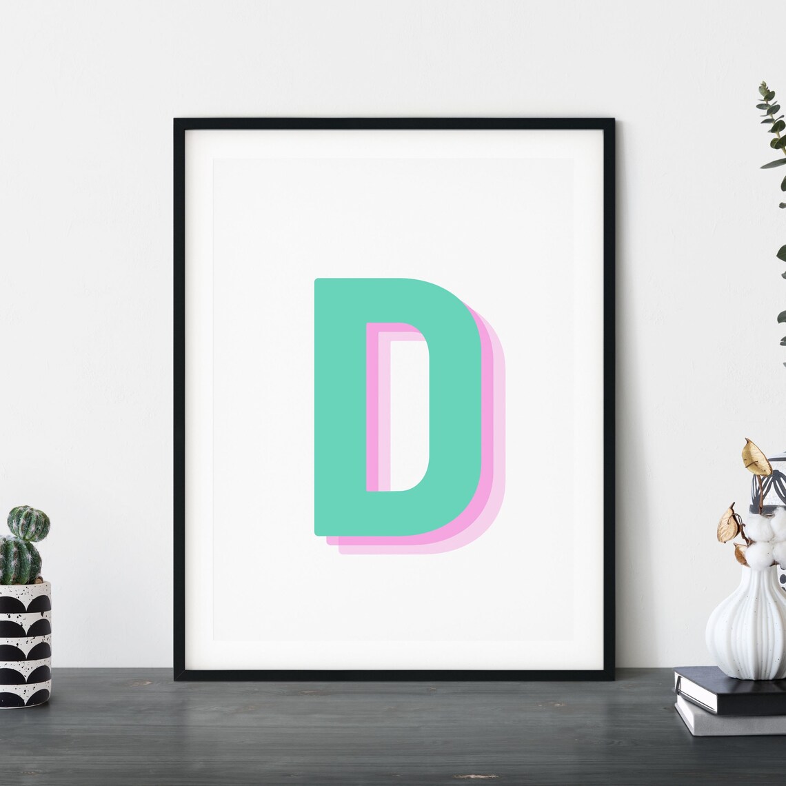 Retro 3D Letter D Monogram, Baby Letter Art - Image 2