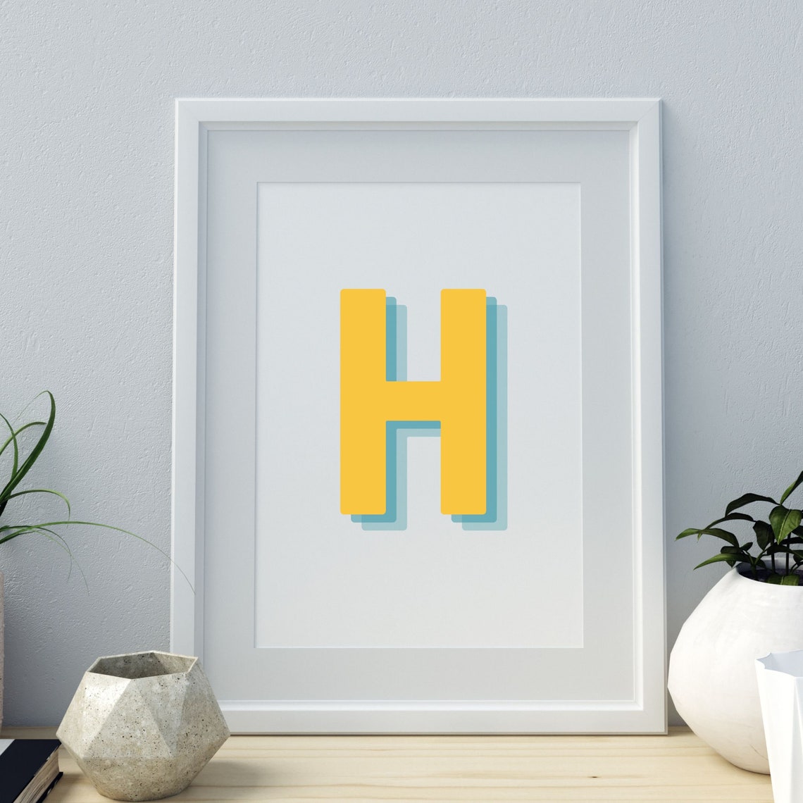 Retro 3D H Letter Print, Alphabet Art Print - Image 3