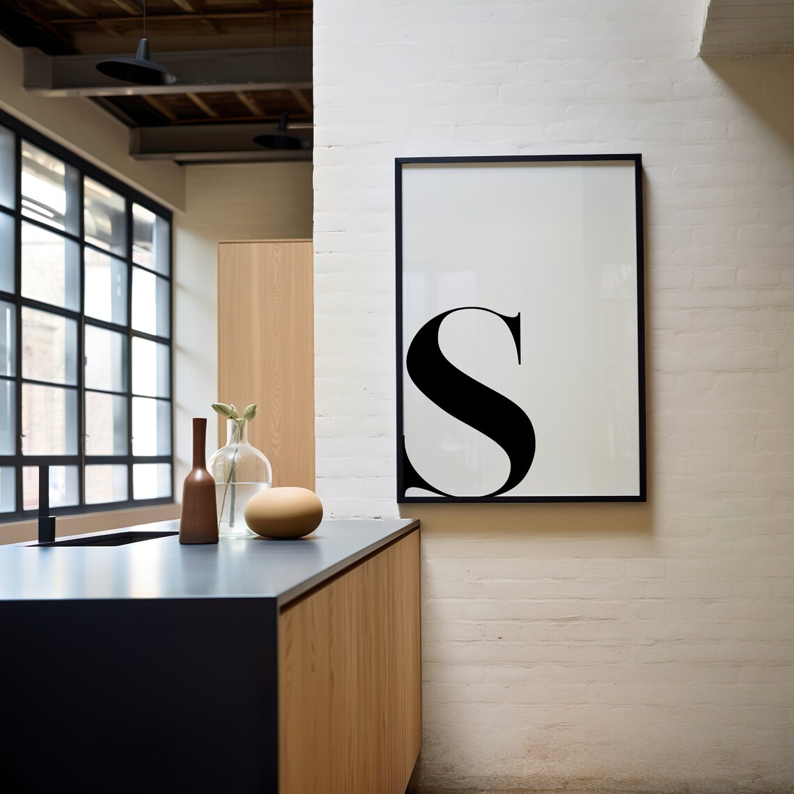 Minimalist Letter S Monogram Poster, Nursery Decor - Image 4