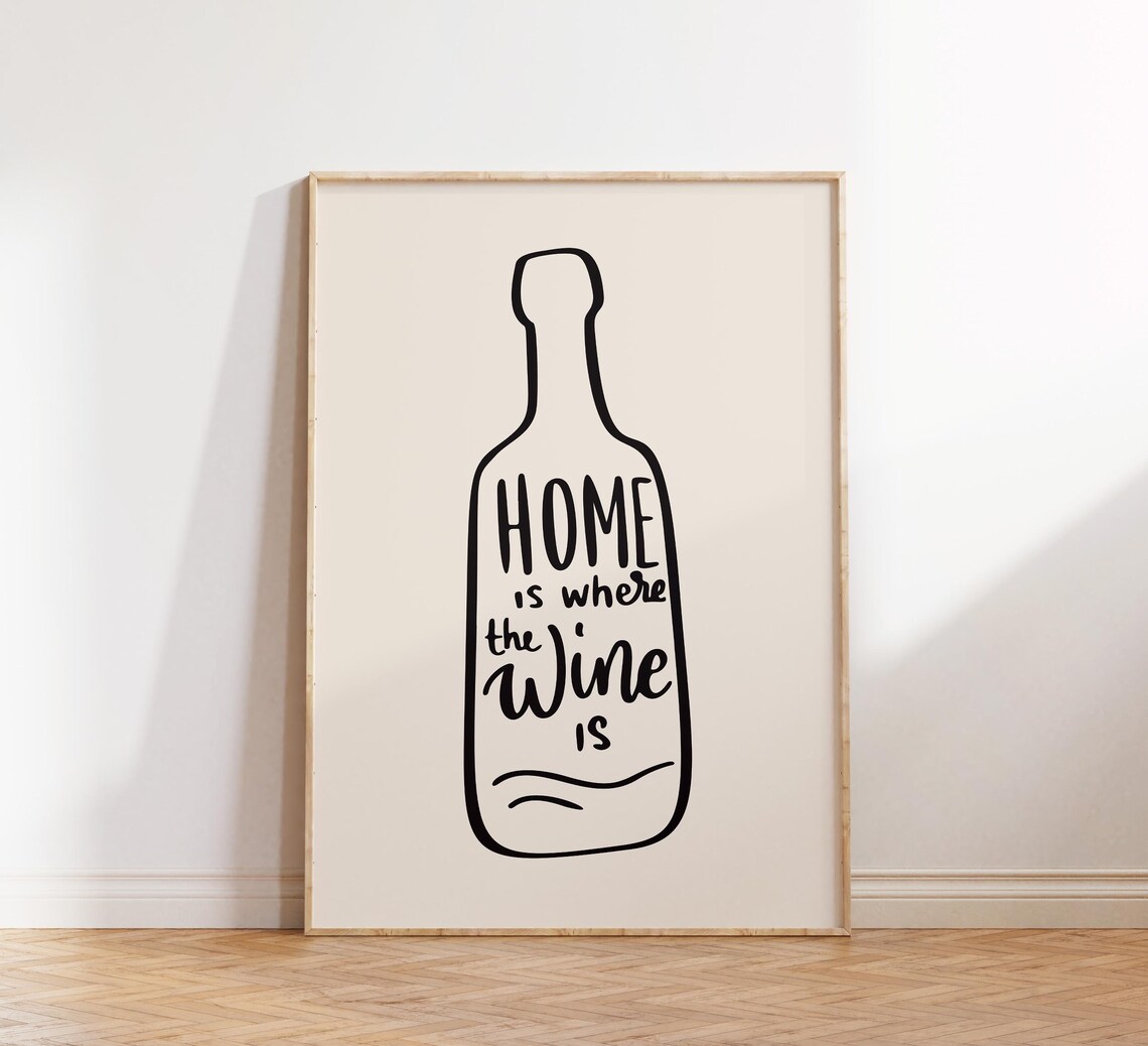 Wine Quote Poster, Minimalist Kitchen Decor