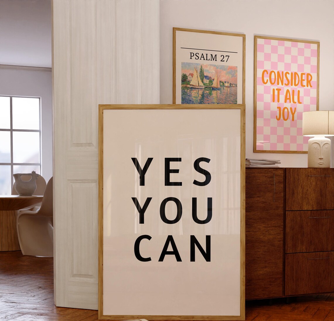 Yes You Can Print Motivational Minimalist Poster Quote Wall Art Positive Affirmation Dorm Decor