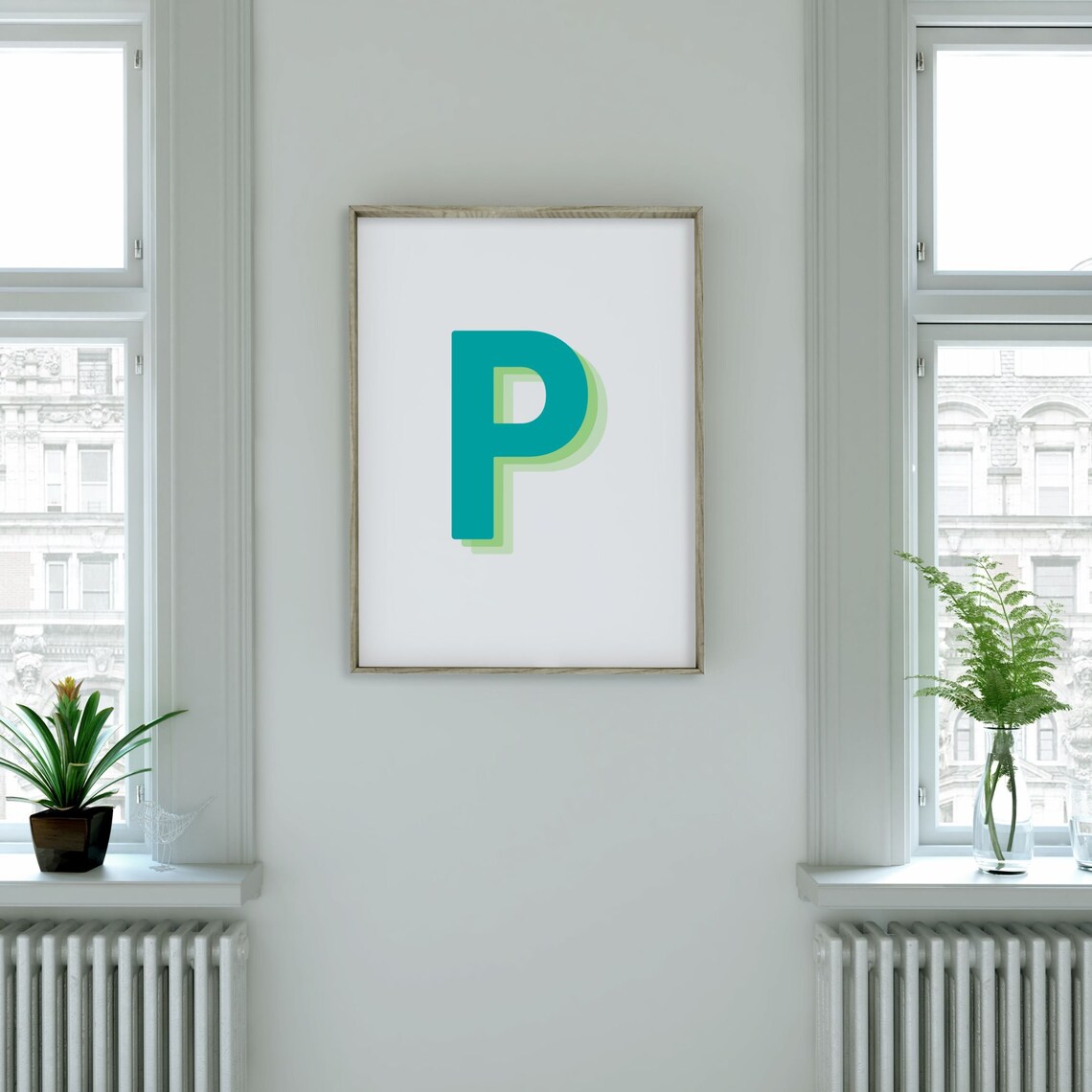 Retro 3D Letter P Monogram, Alphabet Art Print - Image 3