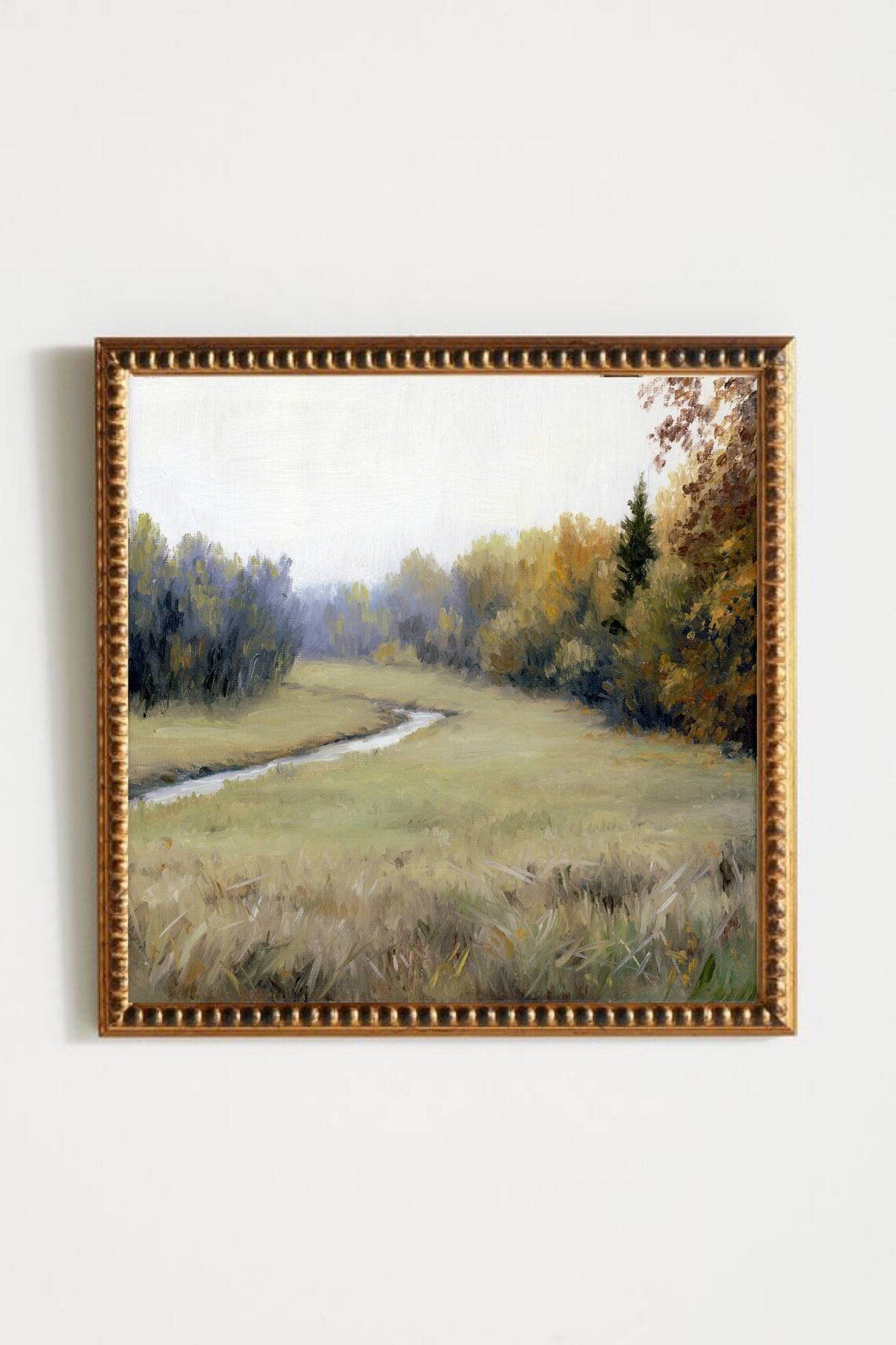 Autumn Landscape Oil Painting Print, Modern Farmhouse