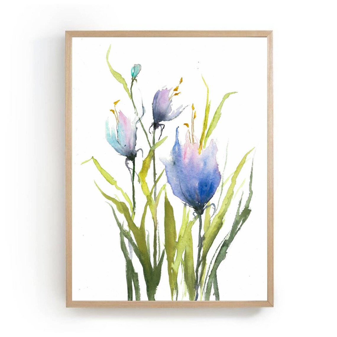 Spring Flowers Watercolor Art Print, Easter Decor