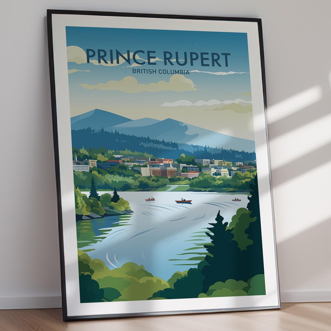 Prince Rupert British Columbia Harbor Boats Mountain Travel Poster - Image 2