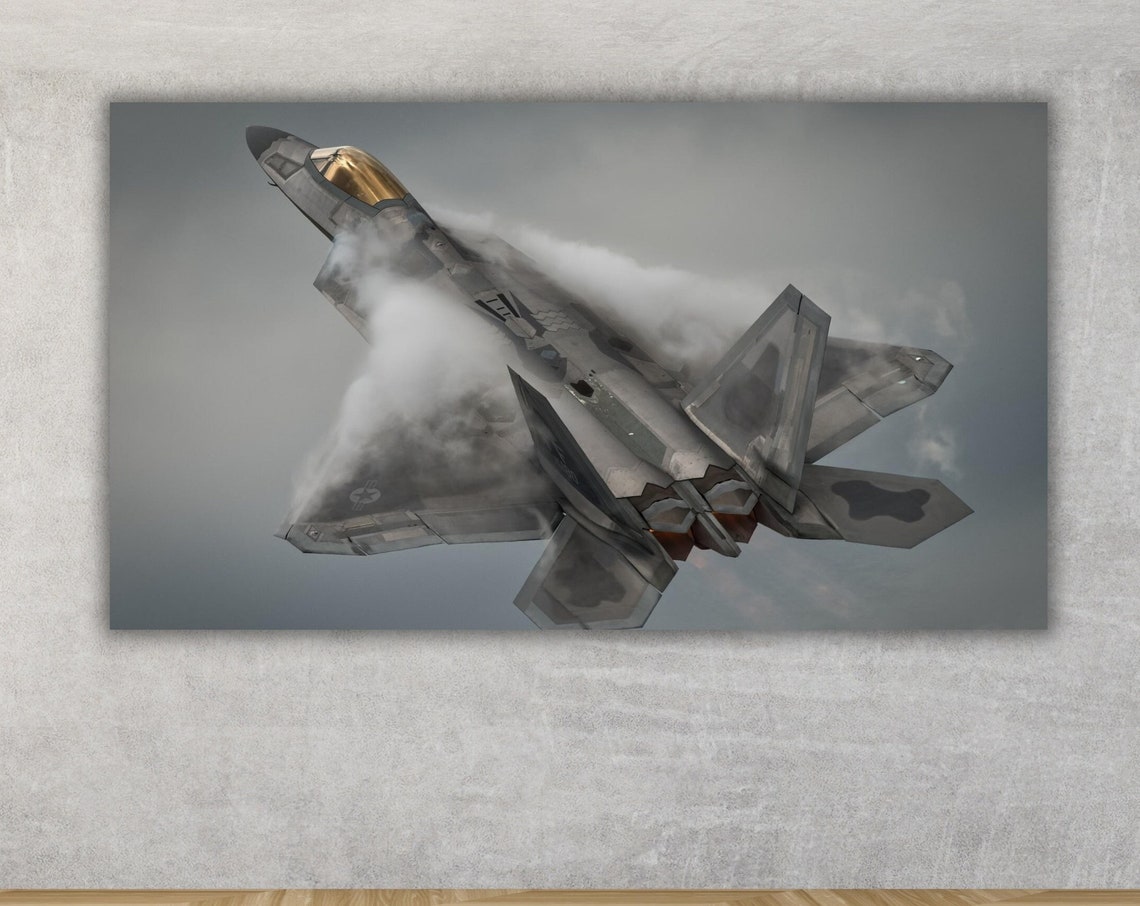 F-22 Raptor Fighter Jet Vapor Cloud Maneuver Aviation Poster
