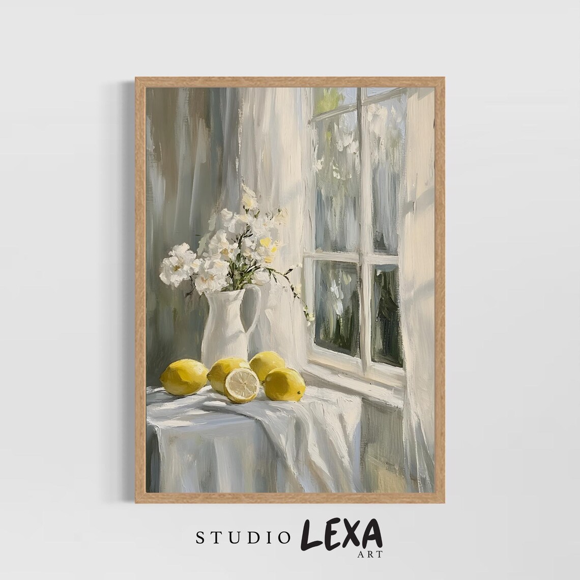 Lemon Still Life Art Print, Rustic Farmhouse Kitchen