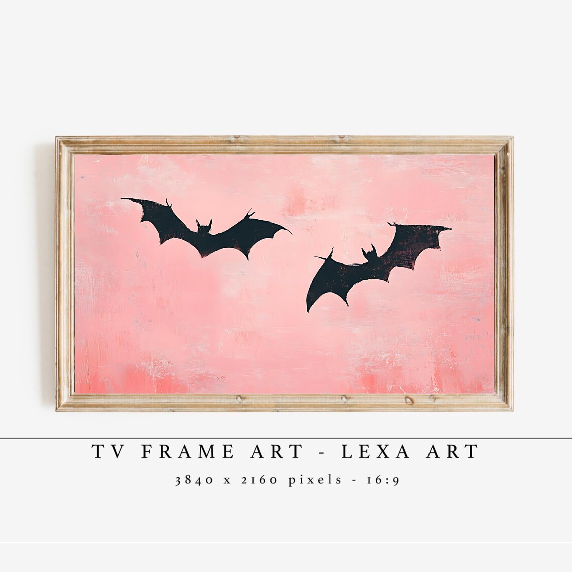 Minimal Pink Bat Tv Frame Art Halloween Samsung Spooky Gothic Wall Decor Haunted Dark Academia