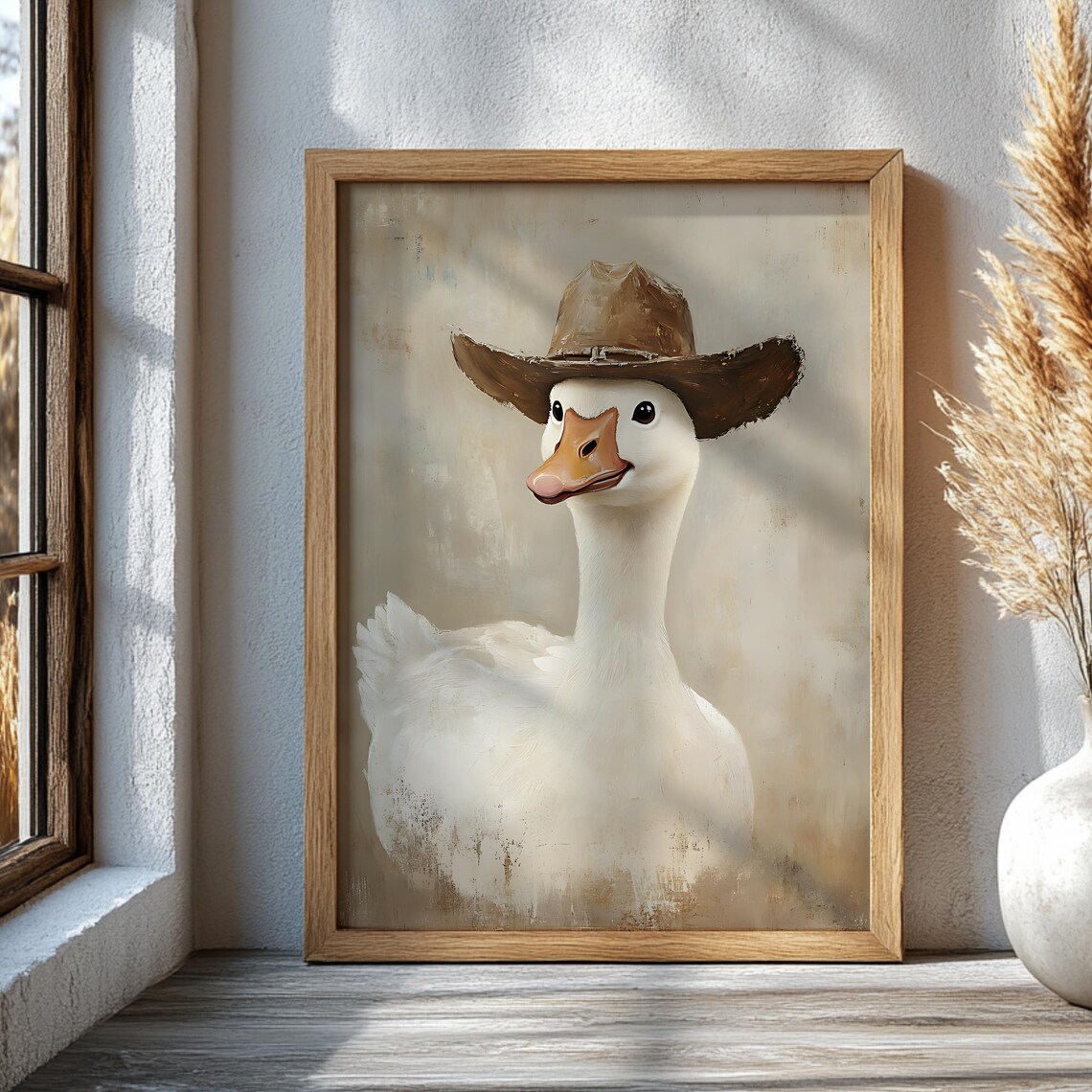 Cowboy Goose Funny Farm Animal Portrait Western Hat Art Poster