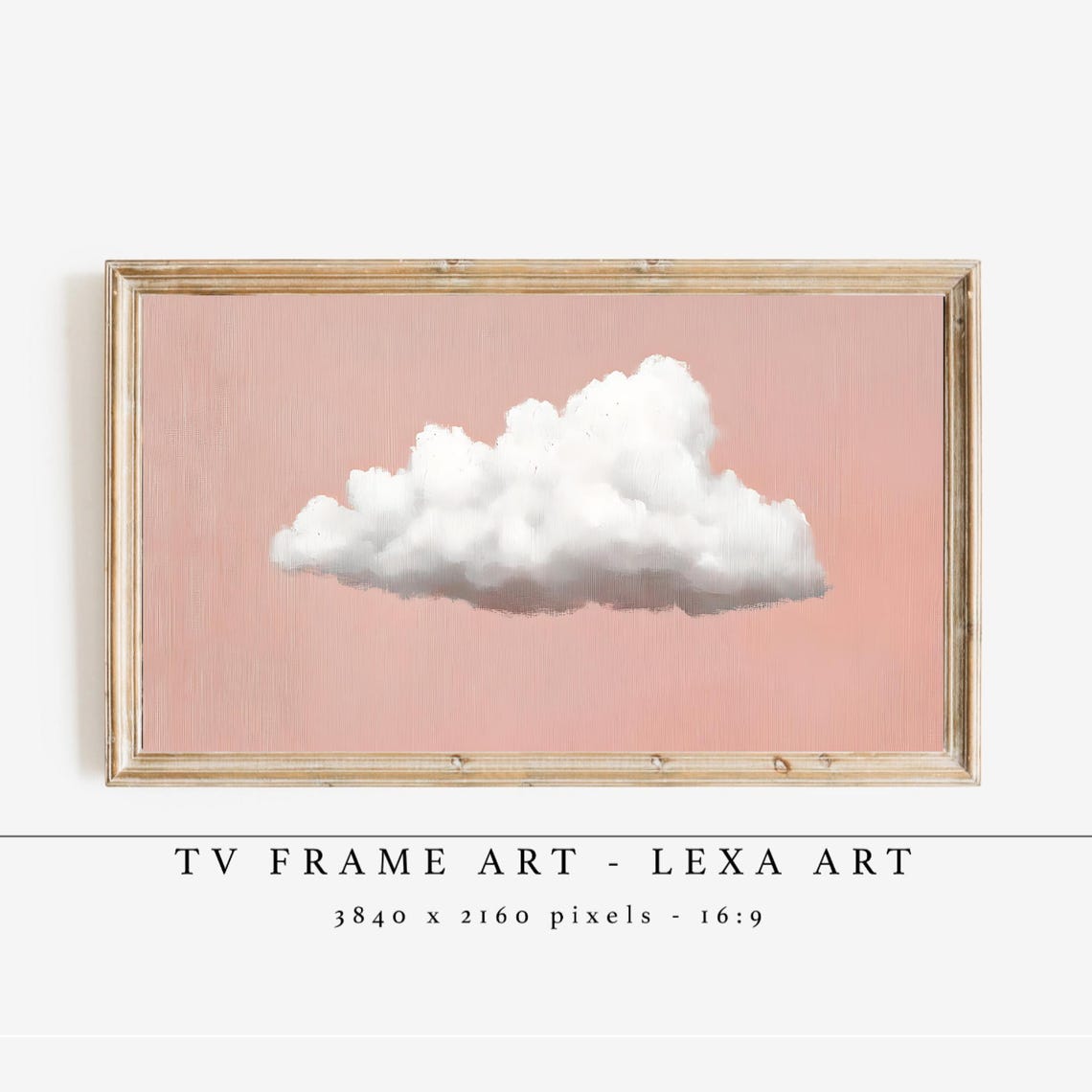 Minimalist Pink Sky White Cloud Modern TV Frame Art Painting Poster