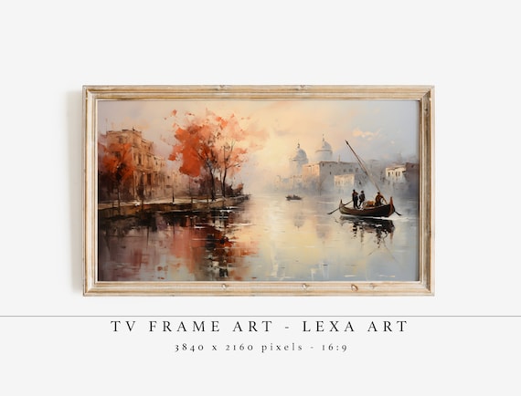 Canal Of Venice In Fallframe Tv Art Antique Cityscape Fall Painting Impasto Samsung Frame Instant