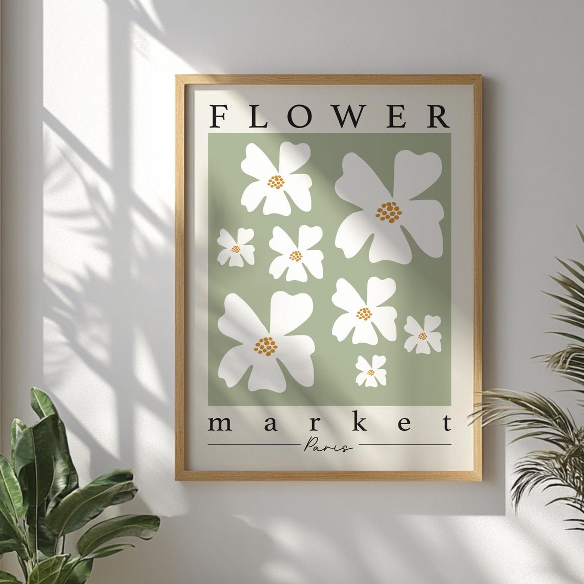 Flower Market Paris White Blossoms Botanical Vintage Art Poster
