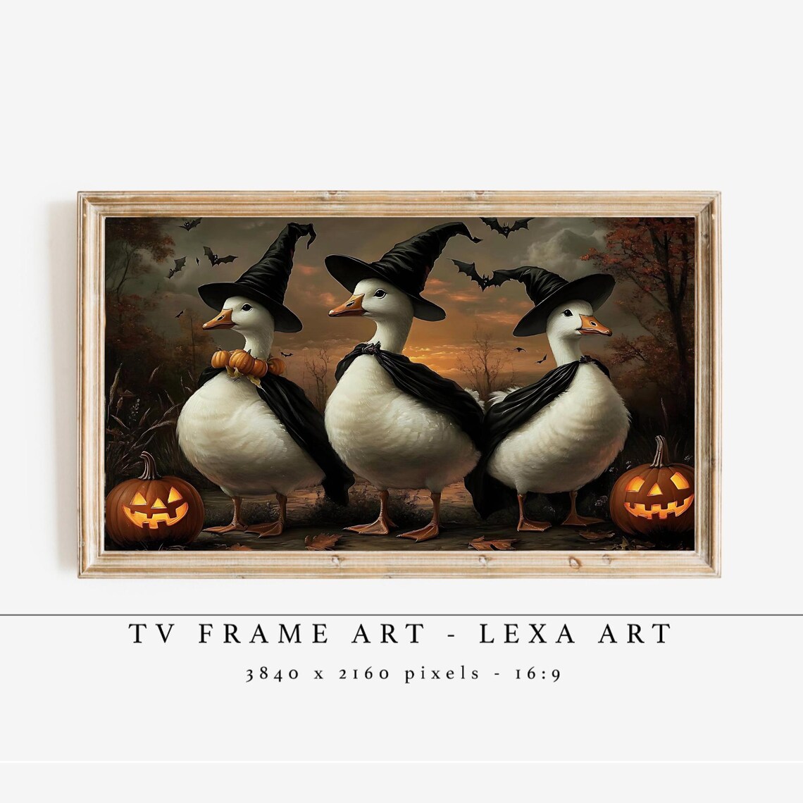 Silly Witch Goose Tv Frame Art Halloween Funny Samsung Spooky Fall Decor Farmhouse Wall
