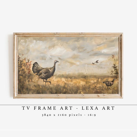 Turkey Tv Frame Art Fall Landscape Artwork Thanksgiving Decor Samsung Rustic Farmhouse Wall Print