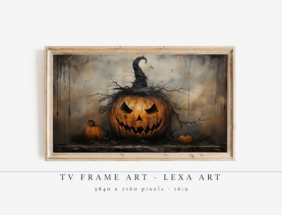 Vintage Witchy Jackolantern Pumpkin Frame Tv Art Halloween Style Samsung Instant