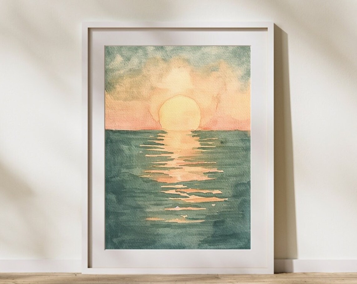 Genesislight Over The Watersdigital Print Scripture And Creation There Is Light Bible Wall Art Original Muted Palette Watercolor