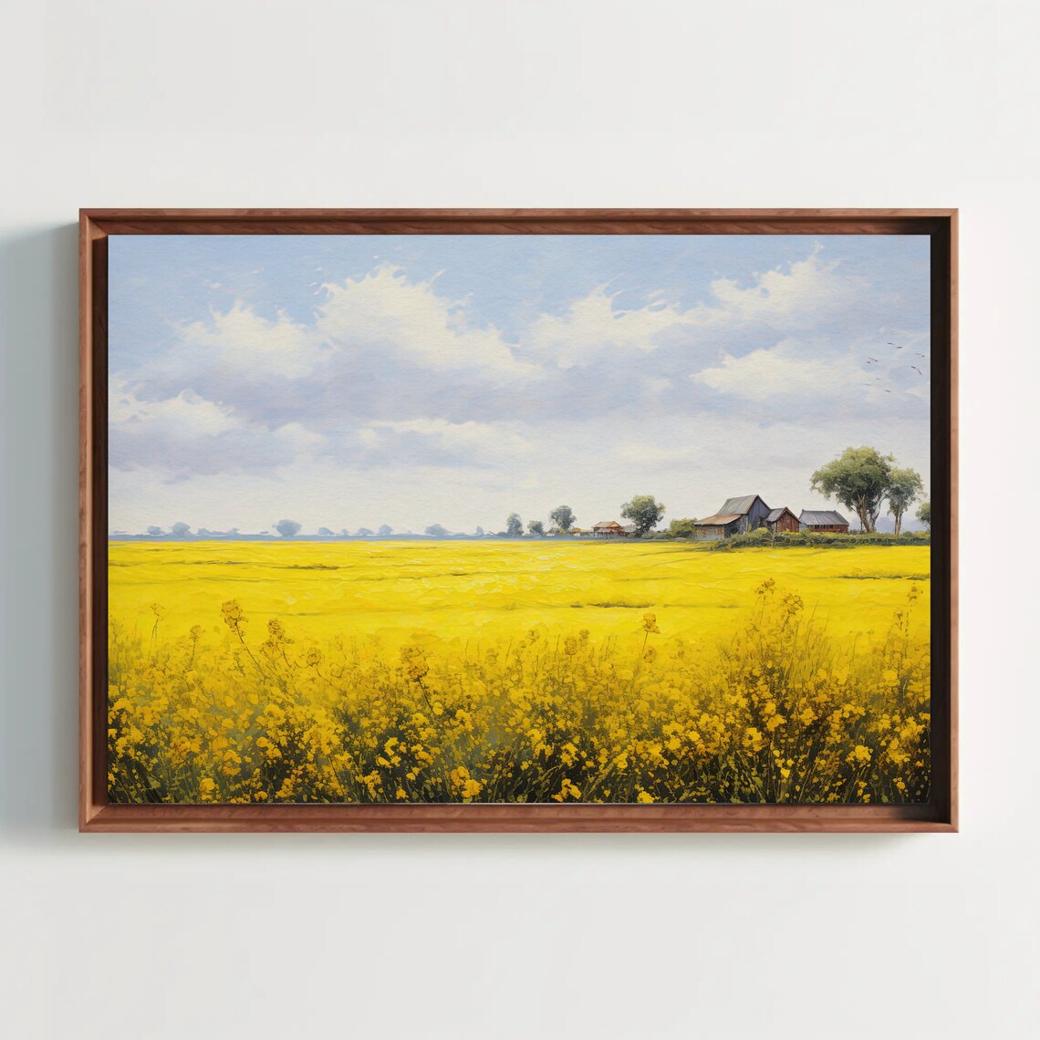Mustard Field Farmhouse Bright Yellow Flowers Landscape Art Print