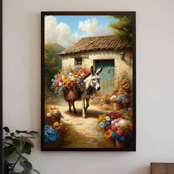 Mexican Burro Rustic Farmhouse Art Print, Mexico