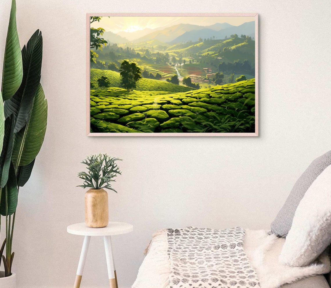 Art Print Of Kerala Tea Plantation Kerala Home Decor South Indian Painting Hills Of Kerala Oil Painting Kerala Art - Image 4