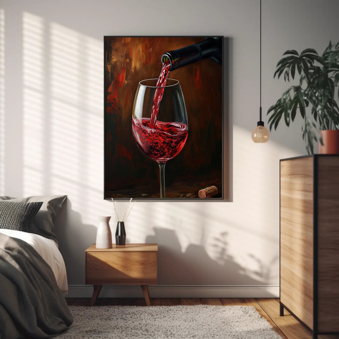 Red Wine Pouring into Glass Rich Dark Still Life Painting Poster - Image 5
