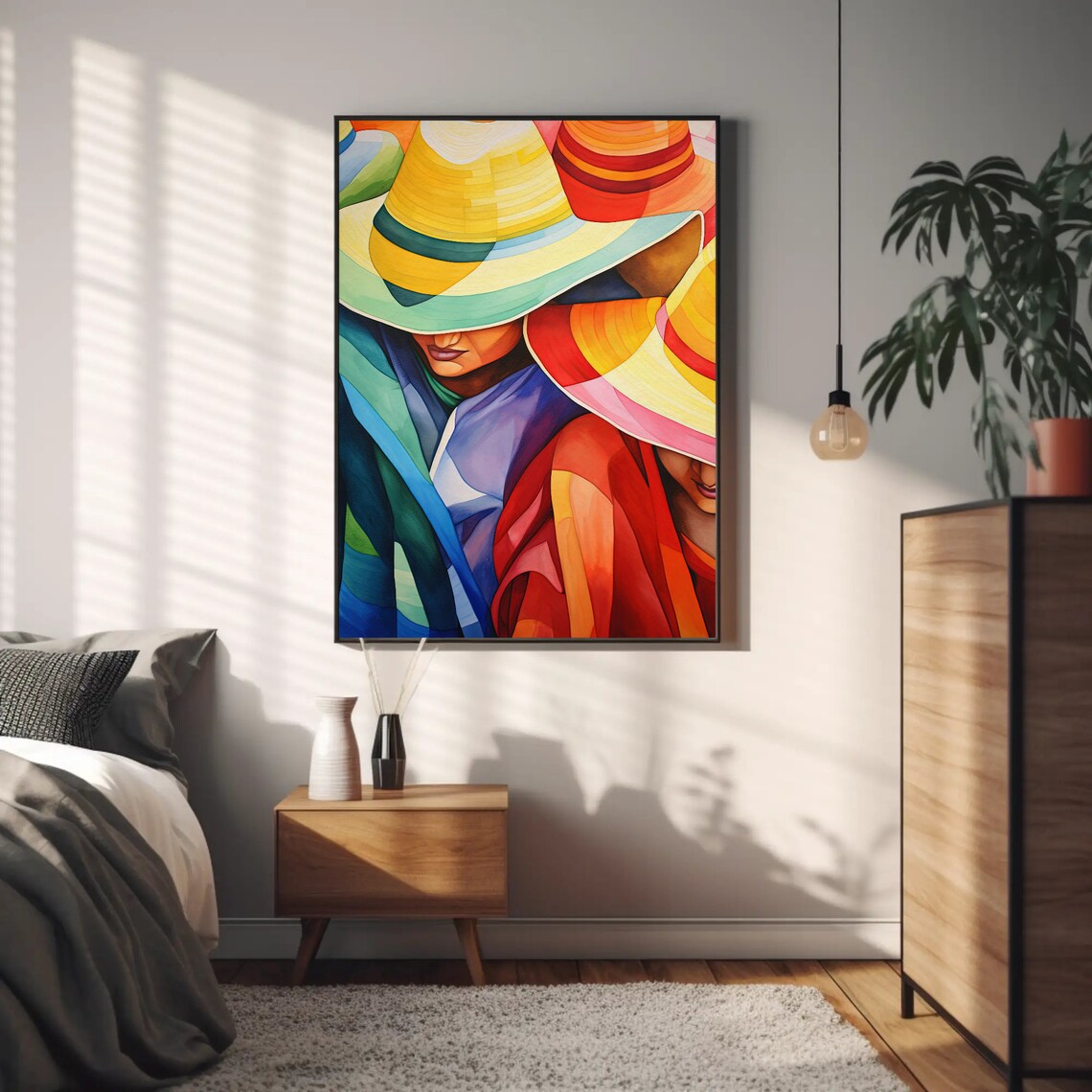 Women in Colorful Sombrero Hats Bold Abstract Mexican Poster - Image 5