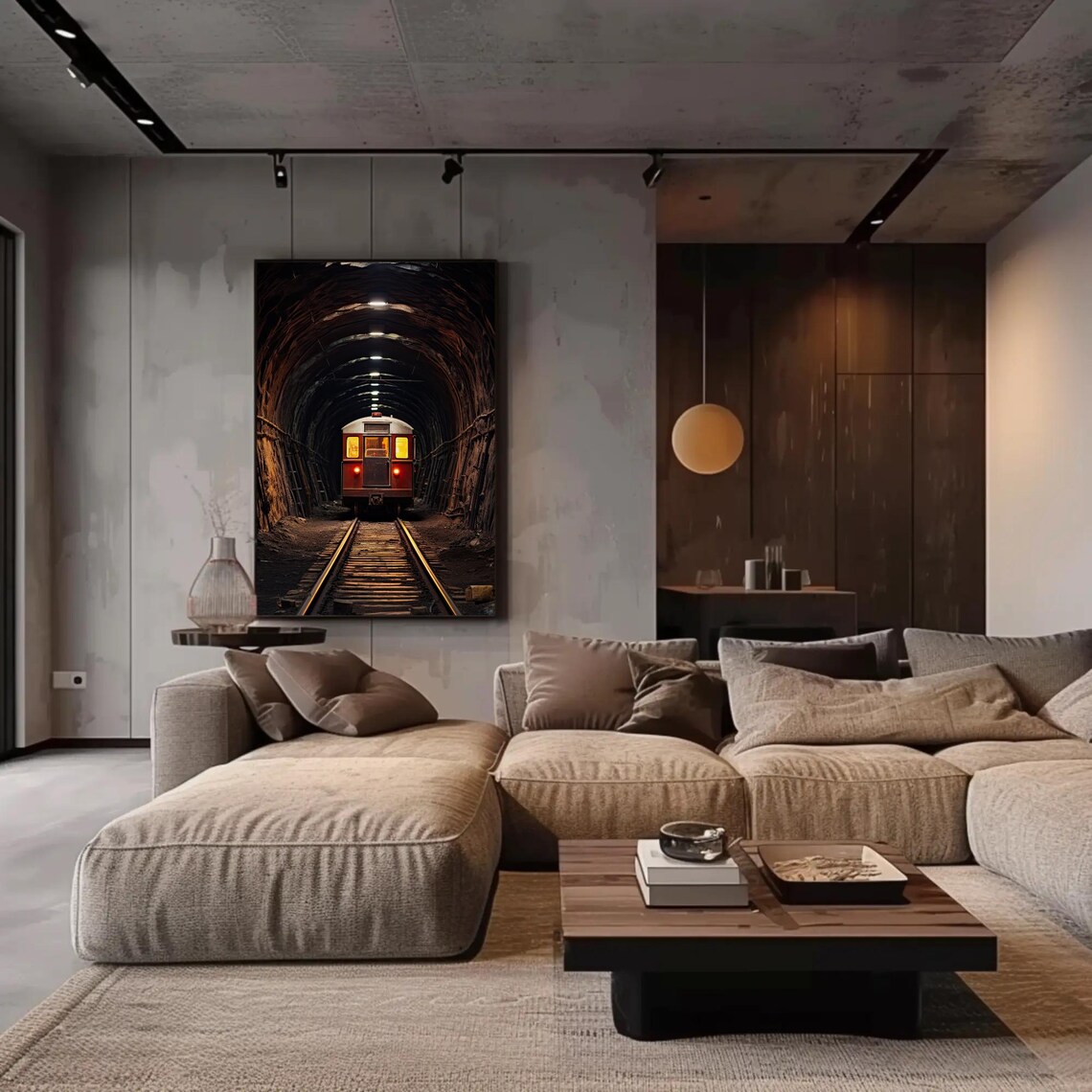 Metro in a Tunnel Vertical Train Wall Art Print - Image 4