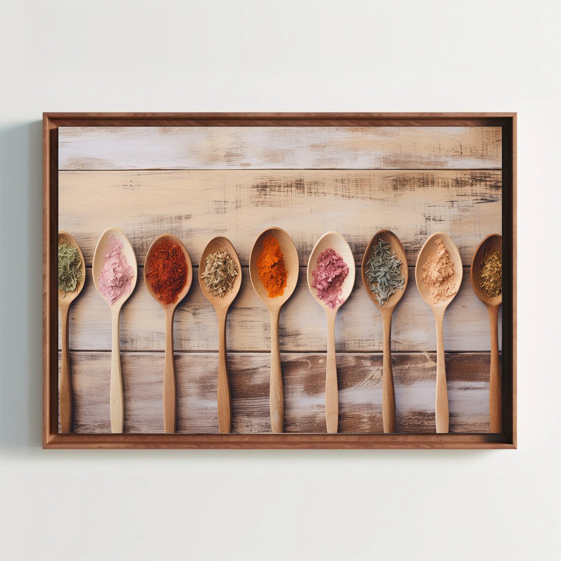 Wooden Spice Spoons on Distressed Wood Farmhouse Kitchen Poster - Image 5