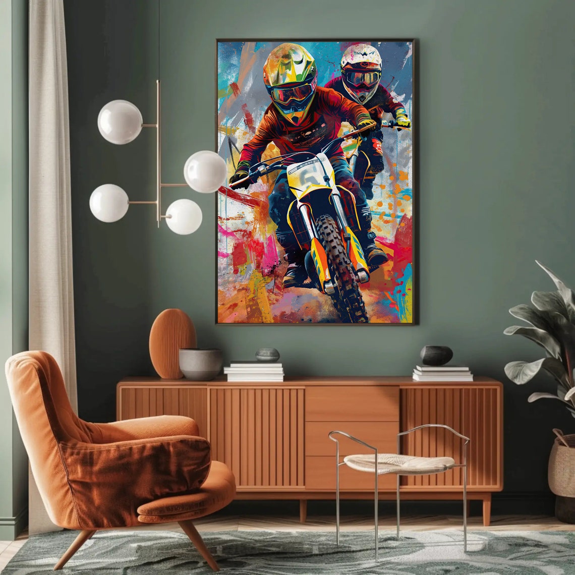 Dirt Bike Motocross Riders Racing Colorful Action Art Poster - Image 2