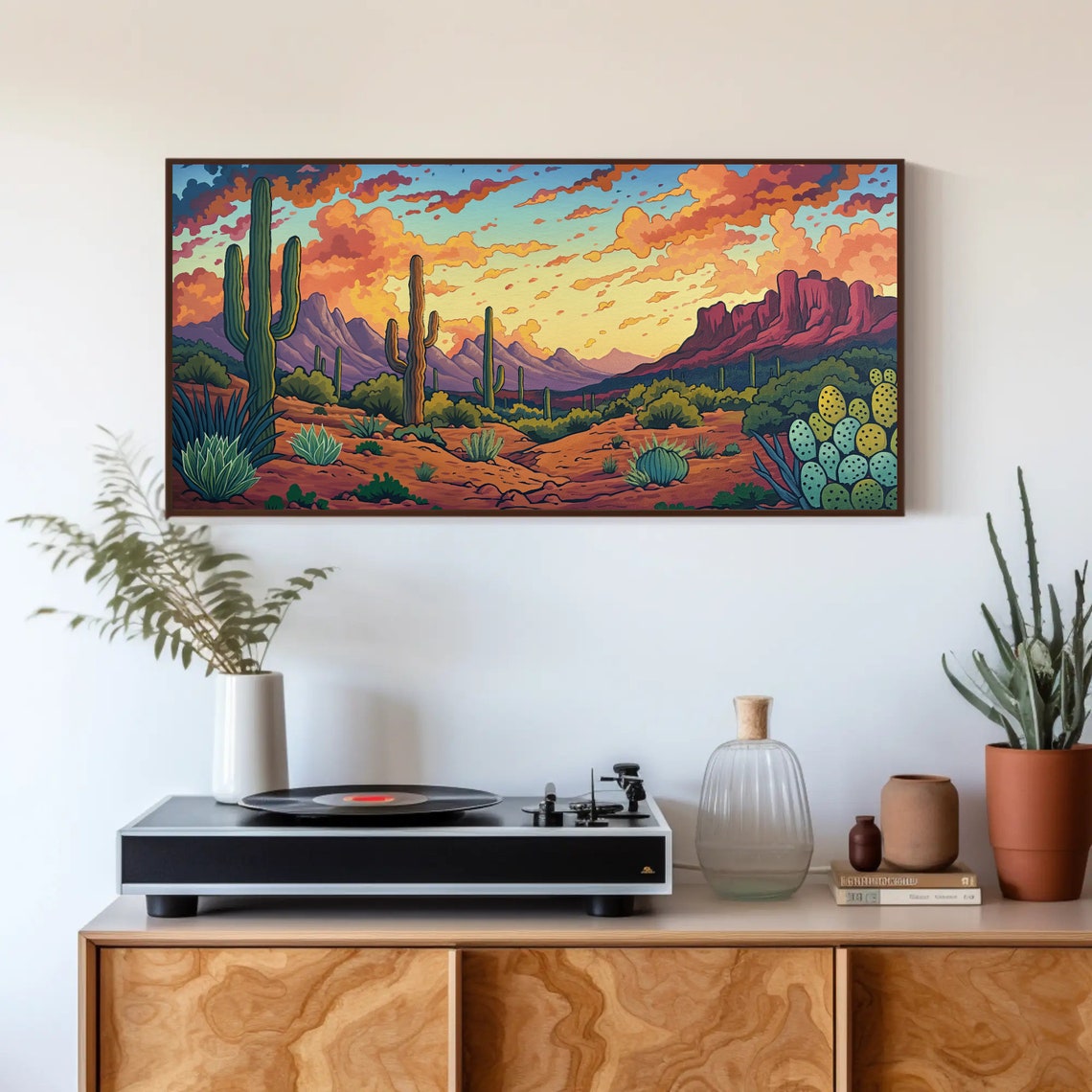 Sonoran Desert Sunset With Saguaro Cacti Illustration Poster - Image 5