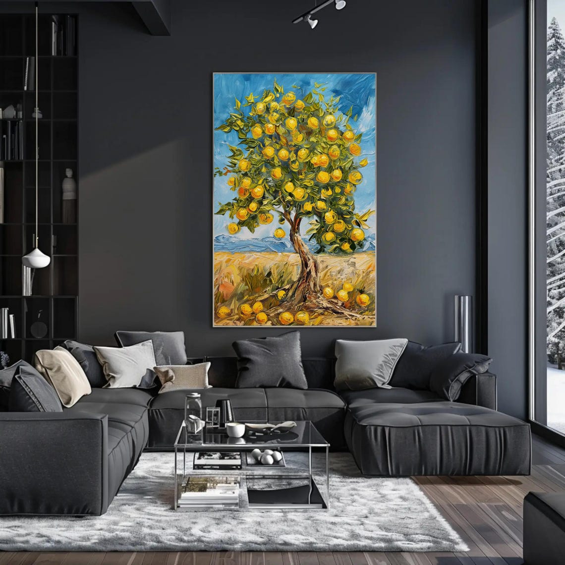Lemon Tree In Thick Impasto Strokes Beneath A Blue Sky Art Poster - Image 2