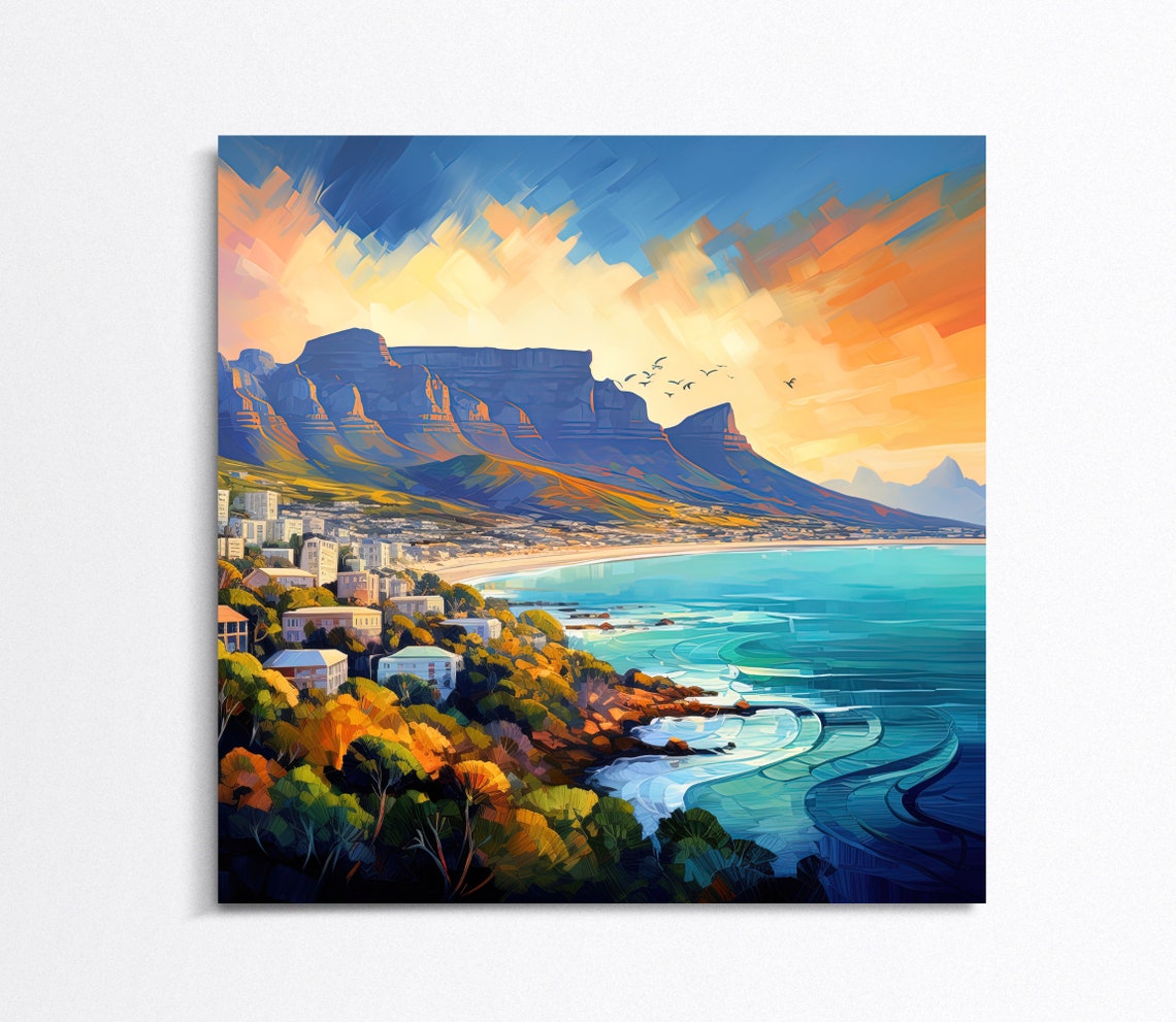 Cape Town South Africa Painting Cape Town South Africa Travel Poster Cape Town South Africa Wall Art Print Cape Town Art Print - Image 4
