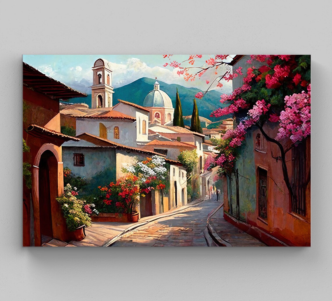 Guanajuato Mexican Village Art Print, Mexico Decor