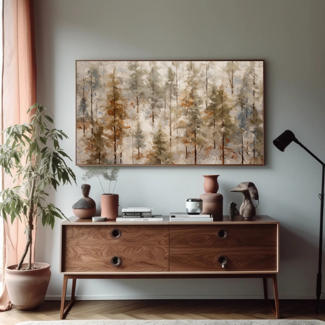 Winter Tree Landscape Oil Painting Impressionist Forest Art Winter Wall Art Landscape Art Home Decor - Image 5