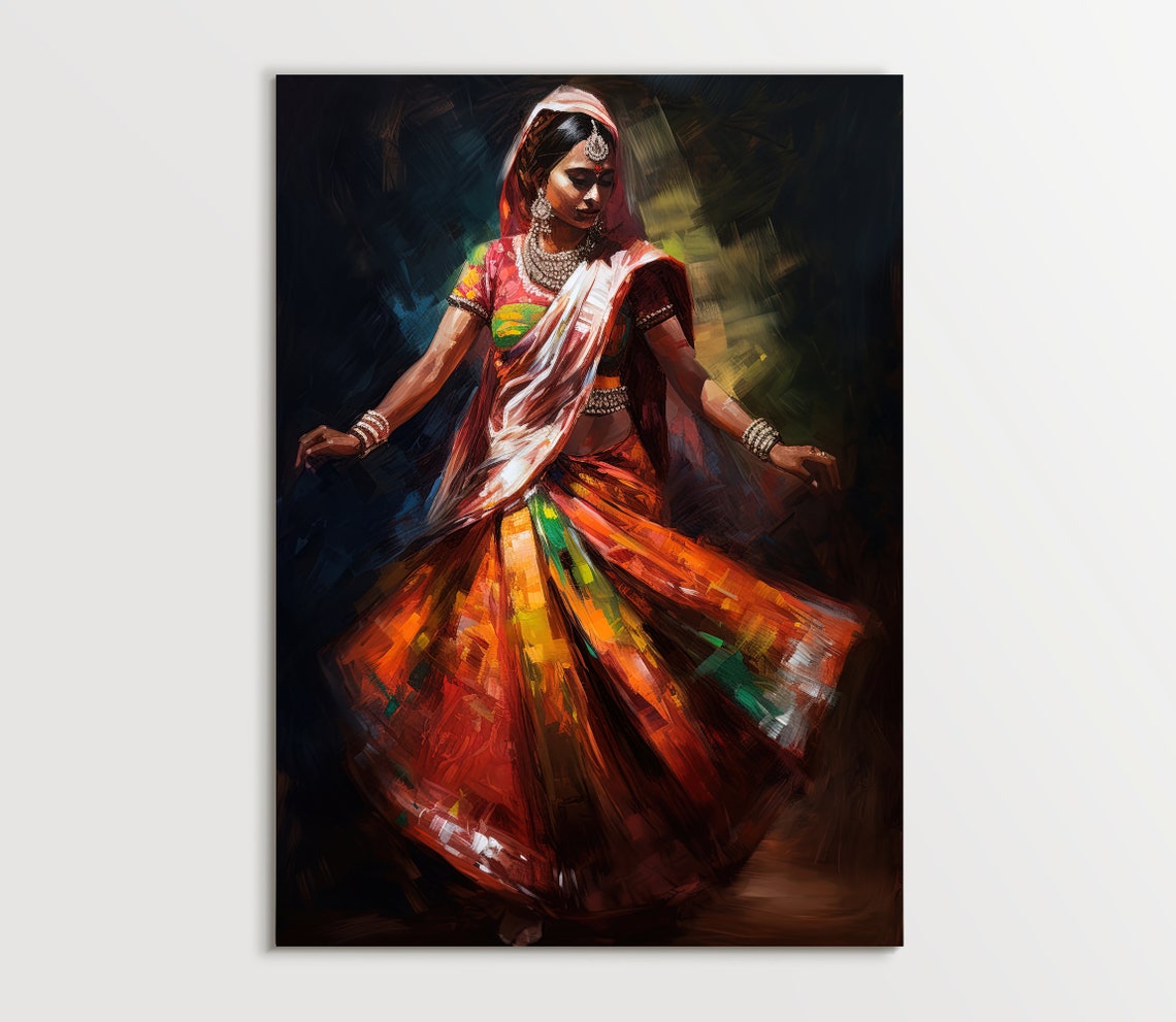 Rajasthani Folk Dancer Spinning in a Swirling Red Lehenga Poster - Image 5