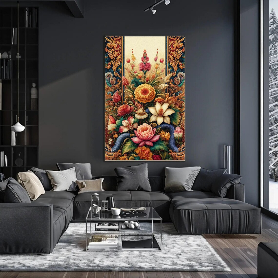 Royal Baroque Floral Arrangement Ornate Flower Oil Painting Poster - Image 4