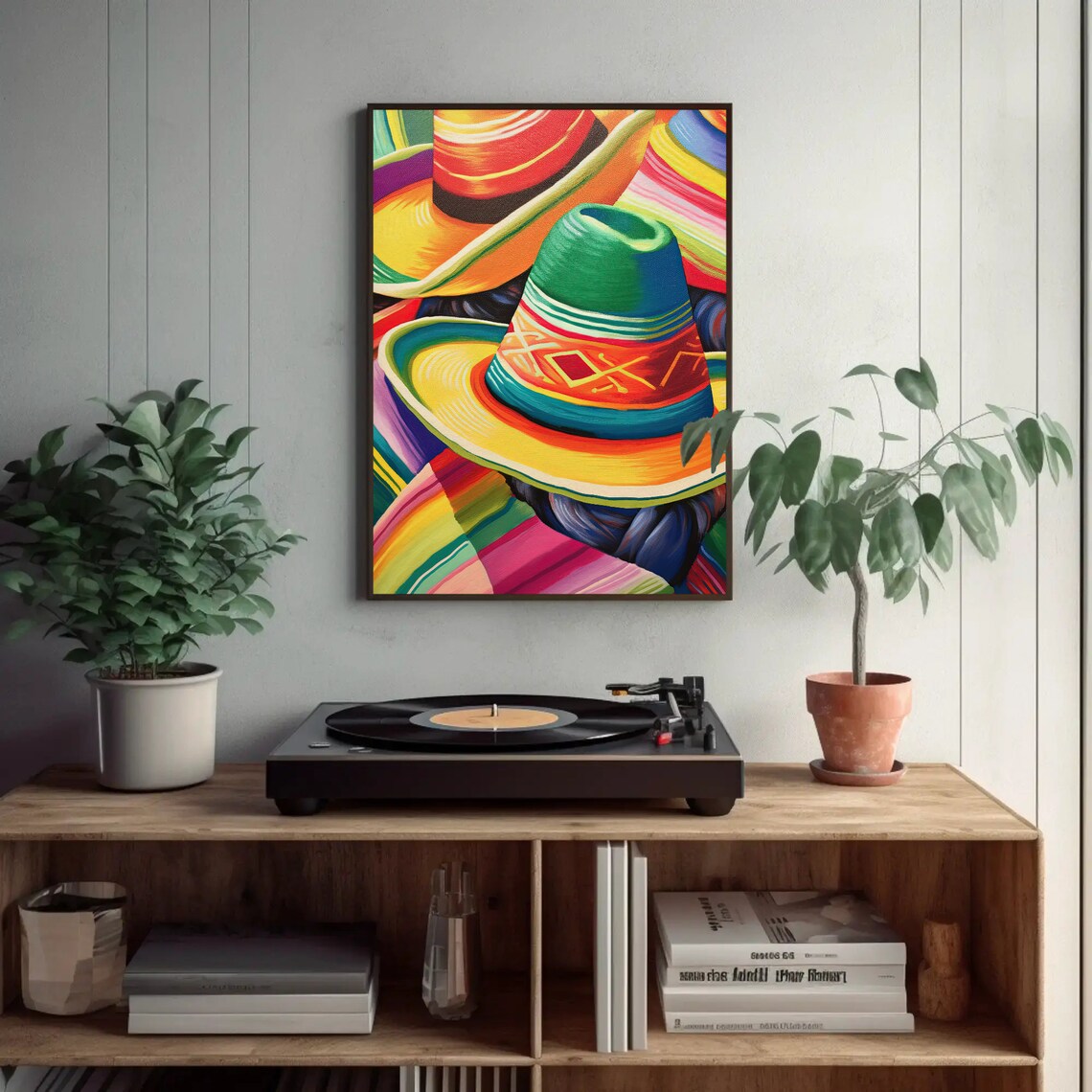Colorful Mexican Sombreros Vibrant Hat Still Life Art Poster - Image 3