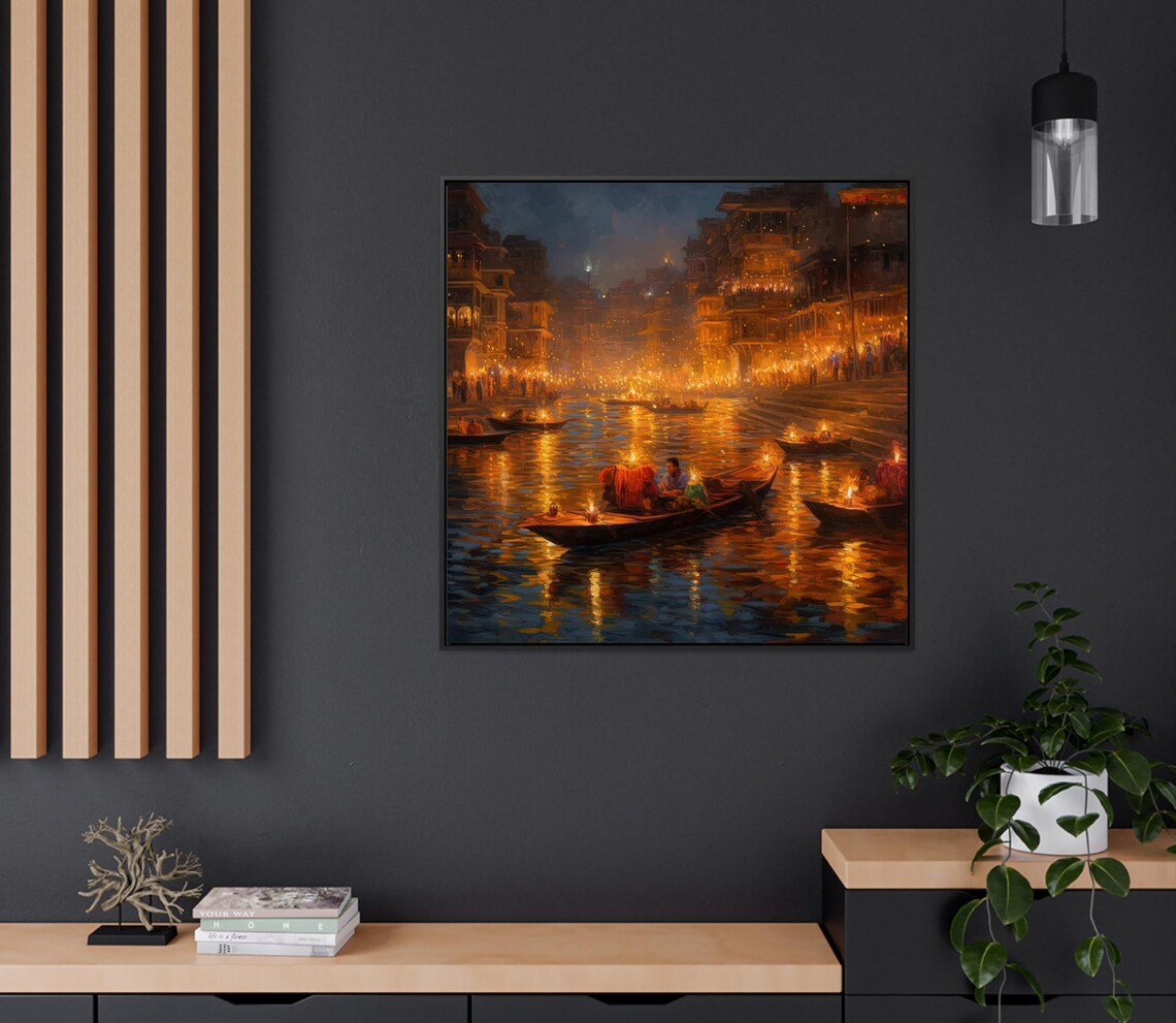Varanasi Diwali Night Travel Poster, Wall Art Print - Image 3