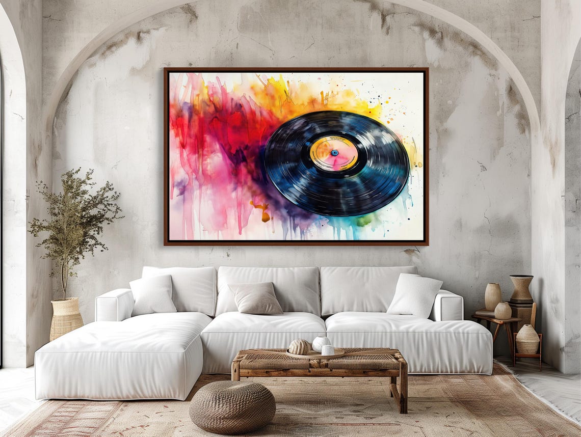 Watercolor Vinyl Record Music Art With Colorful Splash Poster - Image 5