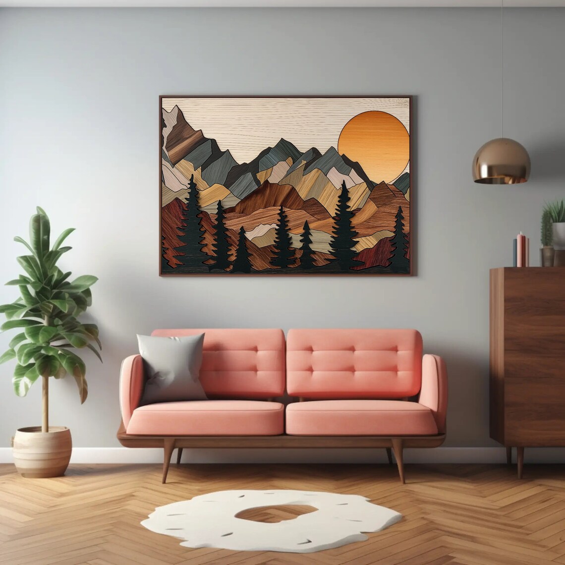 Wooden Effect Mountain Cabin Rustic Wall Art Print - Image 3