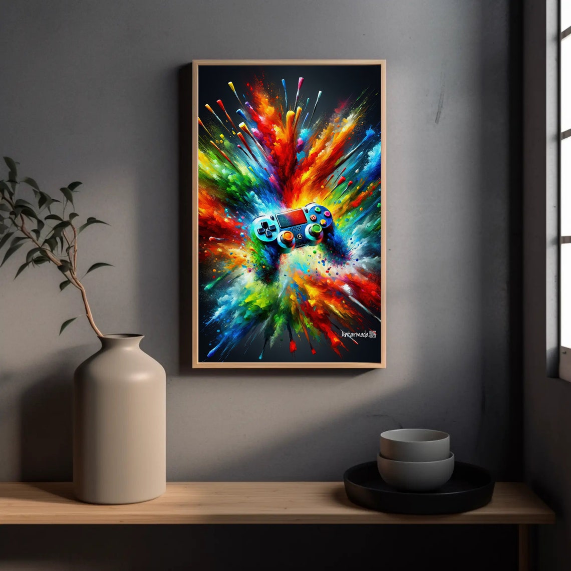 Paint Splash Game Controller Colorful Gamer Room Decor Poster - Image 2