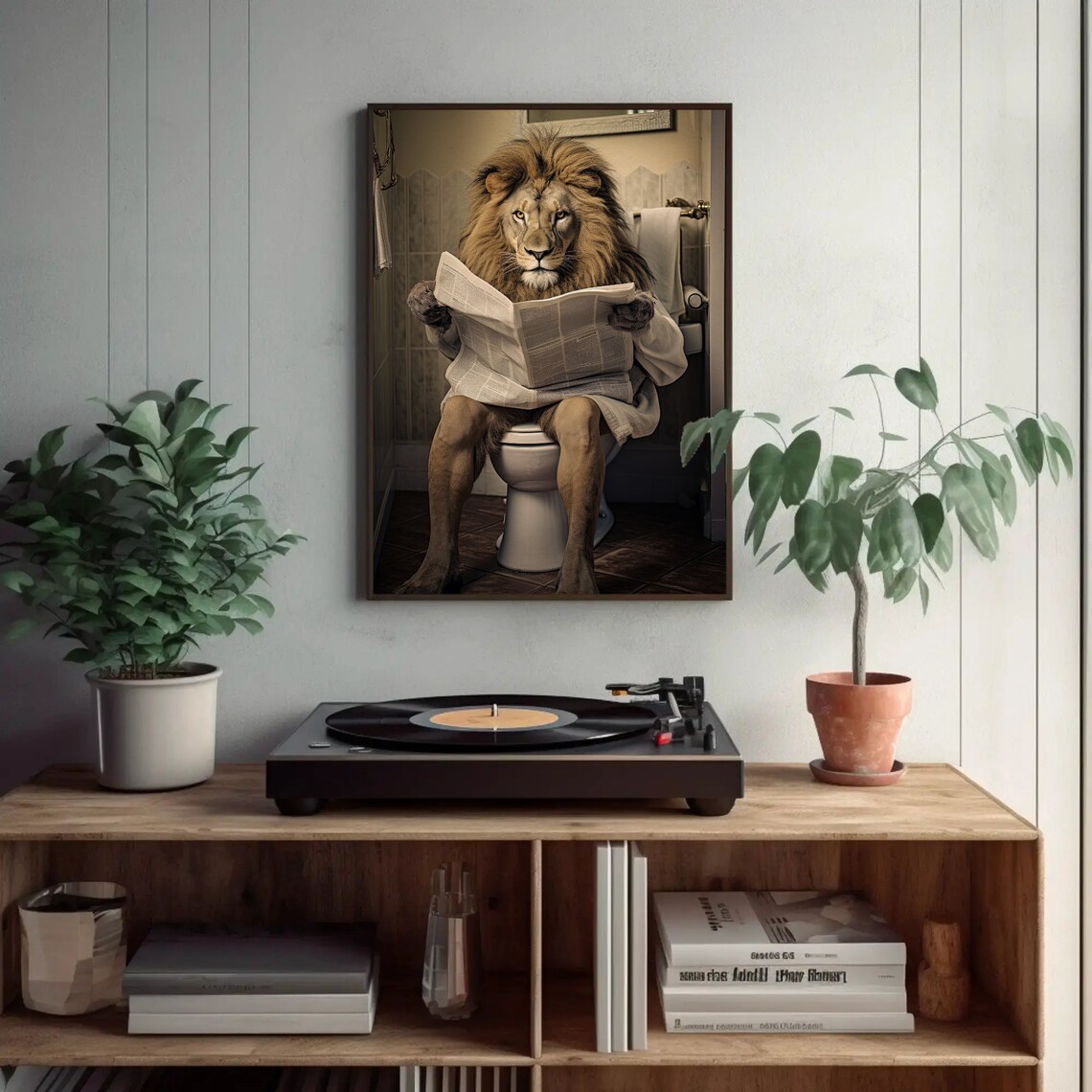 Majestic Lion Toilet Humor Animal Art Print - Image 3