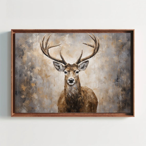 Rustic Deer Art Abstract Deer Art Moody Rustic Wall Art Antique Animal Print Deer Oil Painting