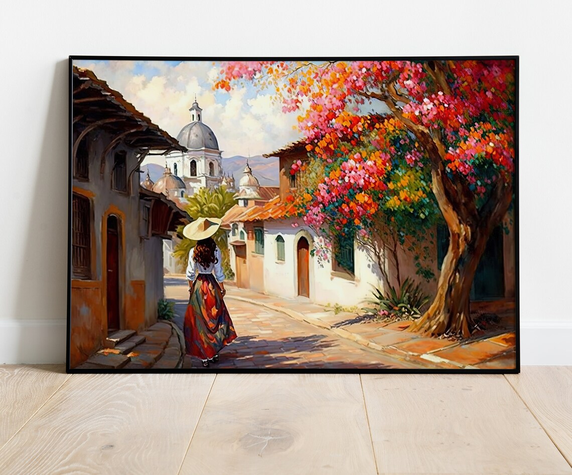Mexican Village Street Art Print, Folk Art Decor - Image 4