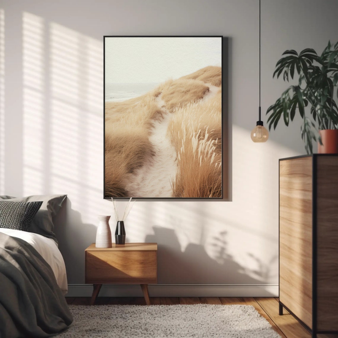 Grassy Dune Path to the Beach Coastal Nature Trail Scene Poster - Image 4
