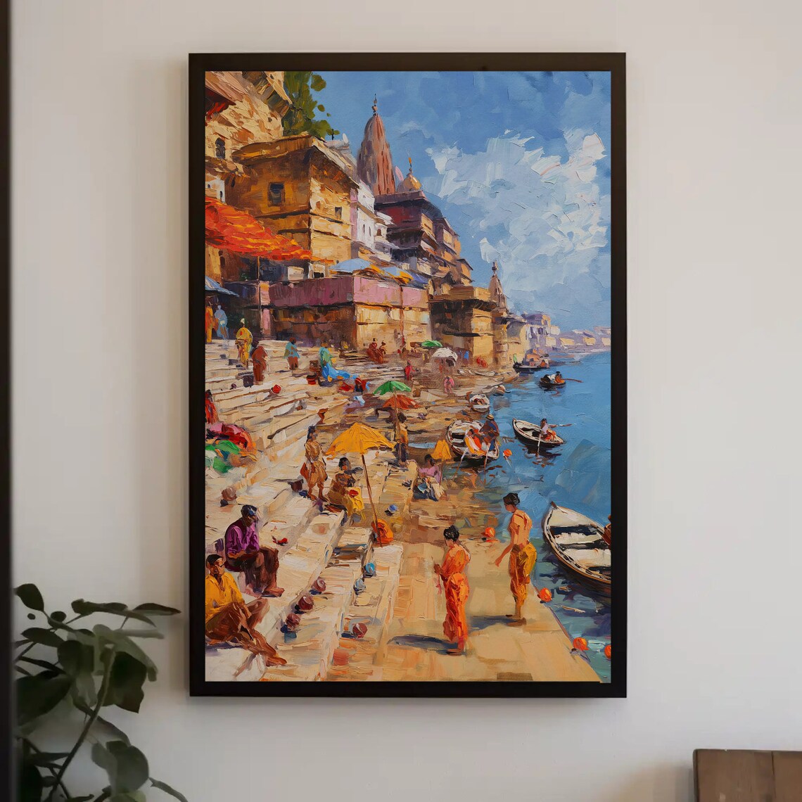 Ghats of Varanasi Art Print, Indian Landscape