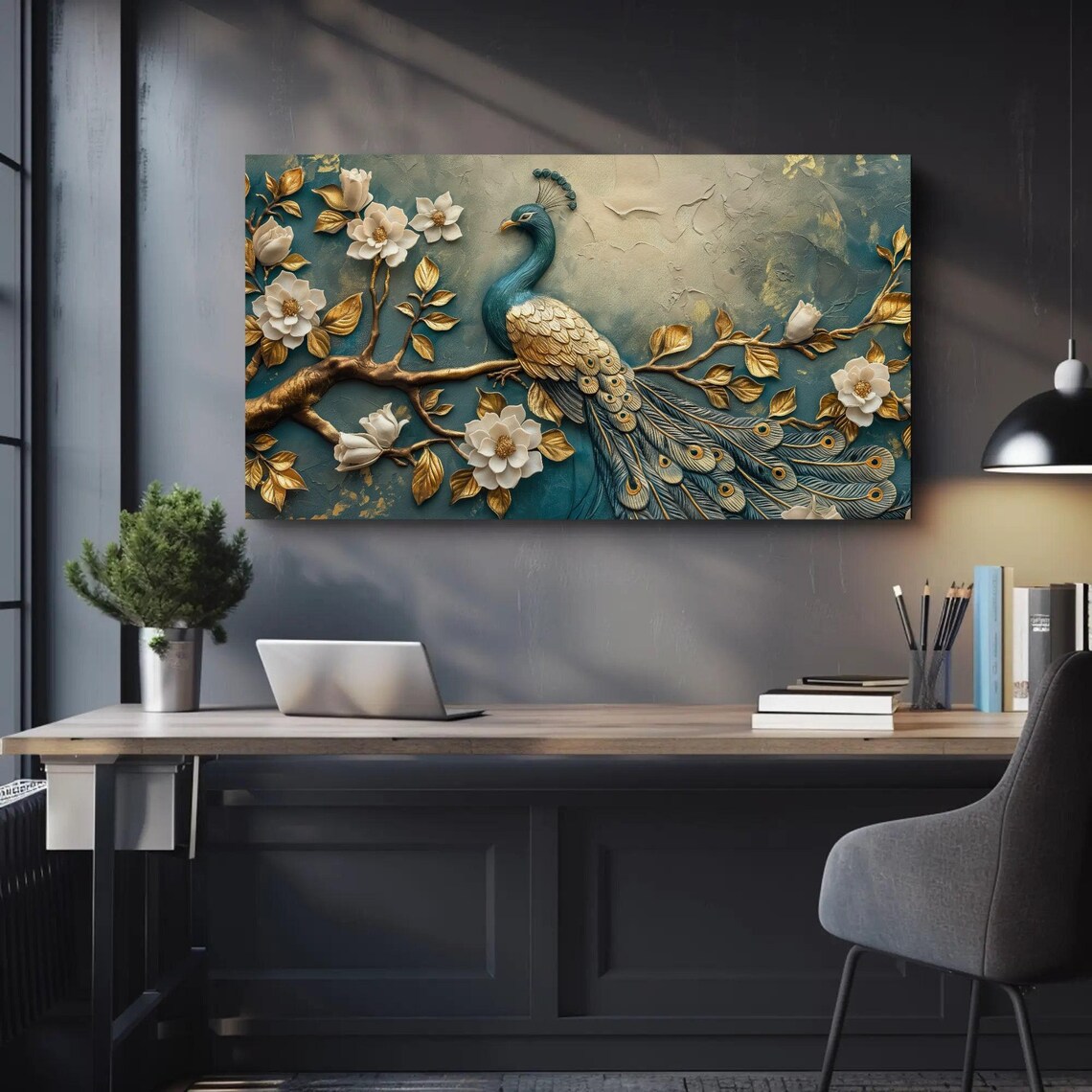 Peacock 3D Illusion Wall Art Print, Modern Decor